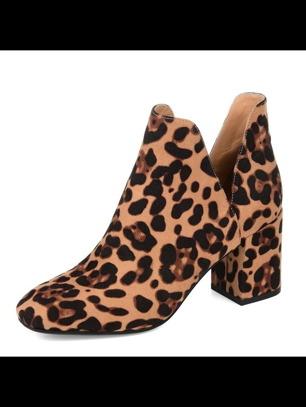 Journee Gwenn Leopard Print Block Heel Ankle Boot